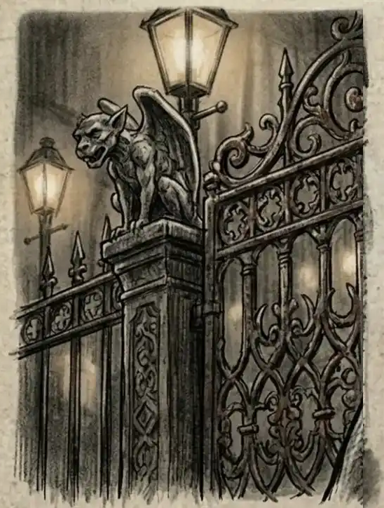 sable archives new orleans nola iron gate drawing gothic architecture gargoyle damien sable