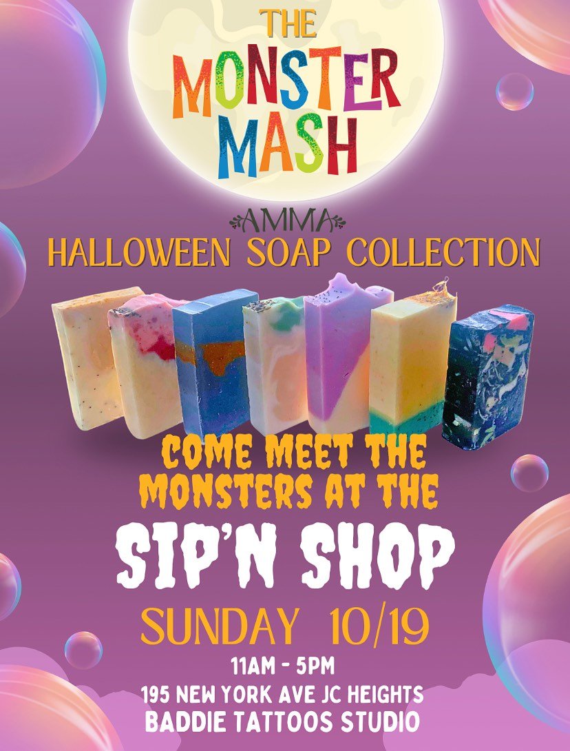 Hello friends! Join us Sunday 10/19 for 
Spooky Sip N Shop ! 

You can snag my super special Halloween Soap collection: The Monster Mash 😈 

I mashed classic horror with soap to bring you a lineup that&rsquo;s frightfully good for your skin. Take a 