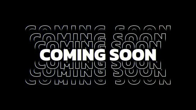 Black background with repeated white "COMING SOON" text and bold white "COMING SOON" in the center.