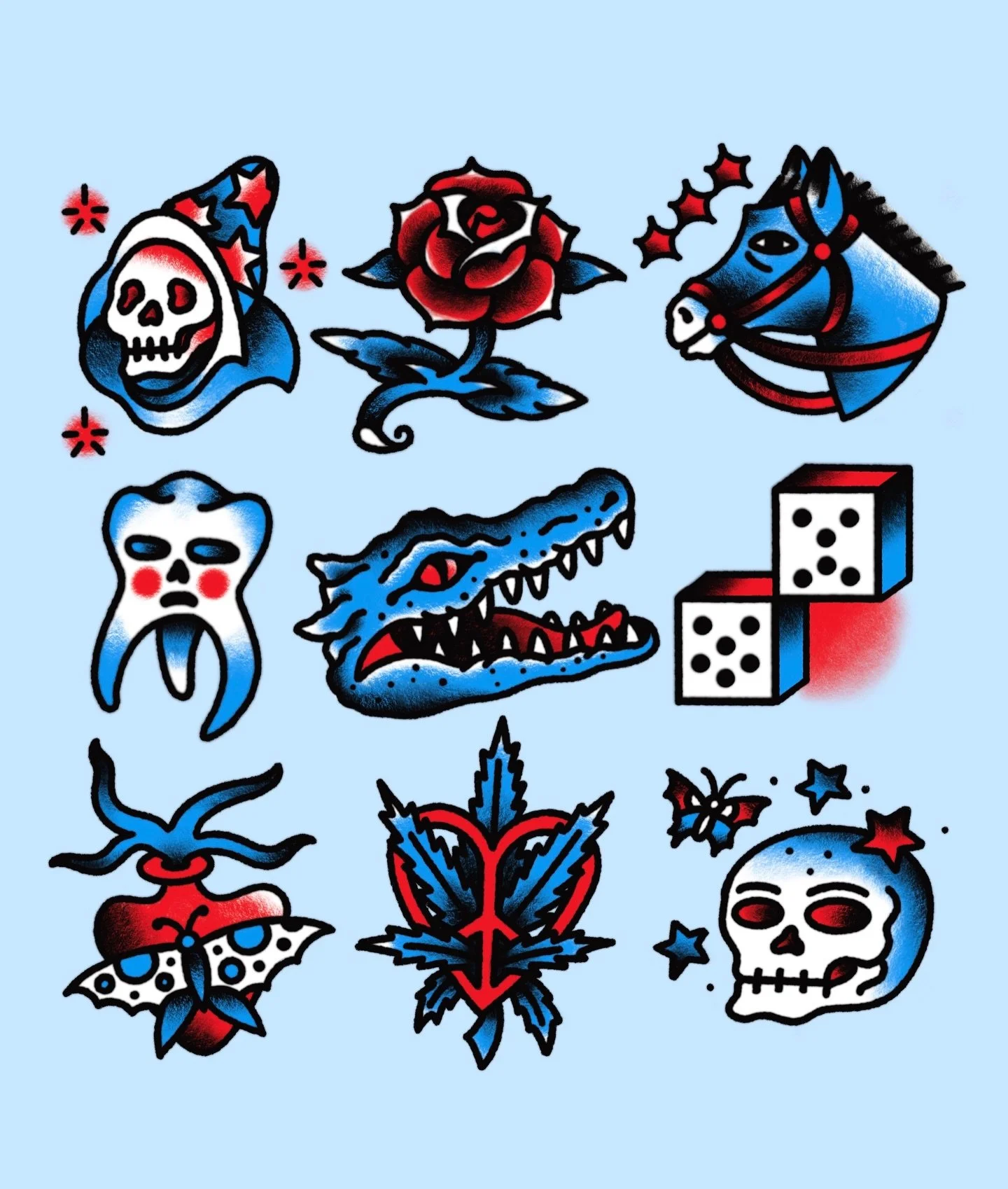 Red and blue set 🍒 All designs available to tattoo!
DM me to book yours now 💙

📍Graefestra&szlig;e 10, @hanabusaelectrictattoo 
.
.
.
.
.
.
.
.
#tattoo #tattooapprentice #tattooflash #apprenticetattoo #apprentice
