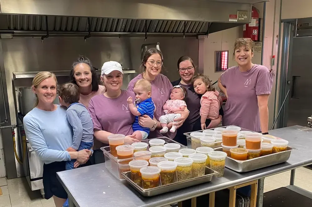 Mothers of First Moms, Women's Ministry of FBC Ponchatoula, standing with their children