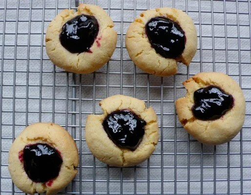 Cornmeal Thumbprints with Black Currant Jam