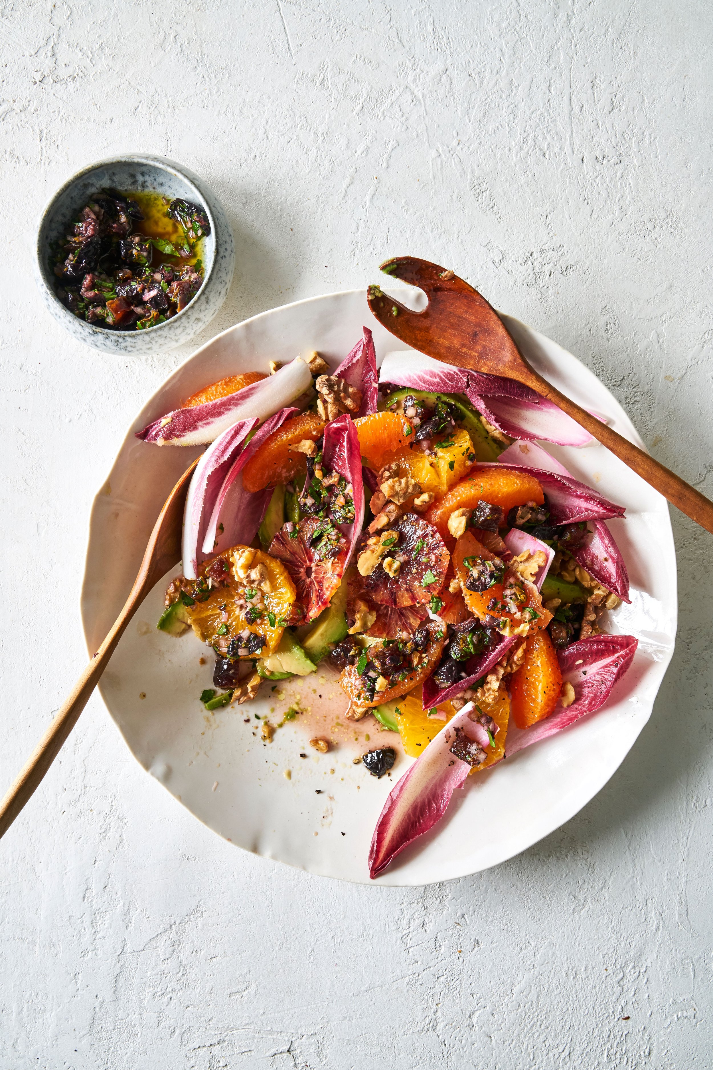 Winter Citrus Salad with Red Endive, Avocado, Dates, and Olives
