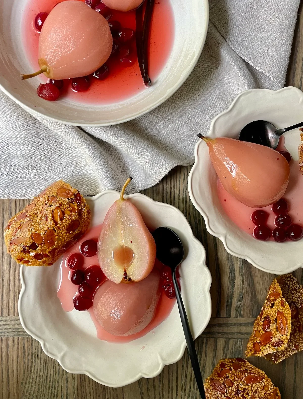 Cranberry-Rosé Poached Pears