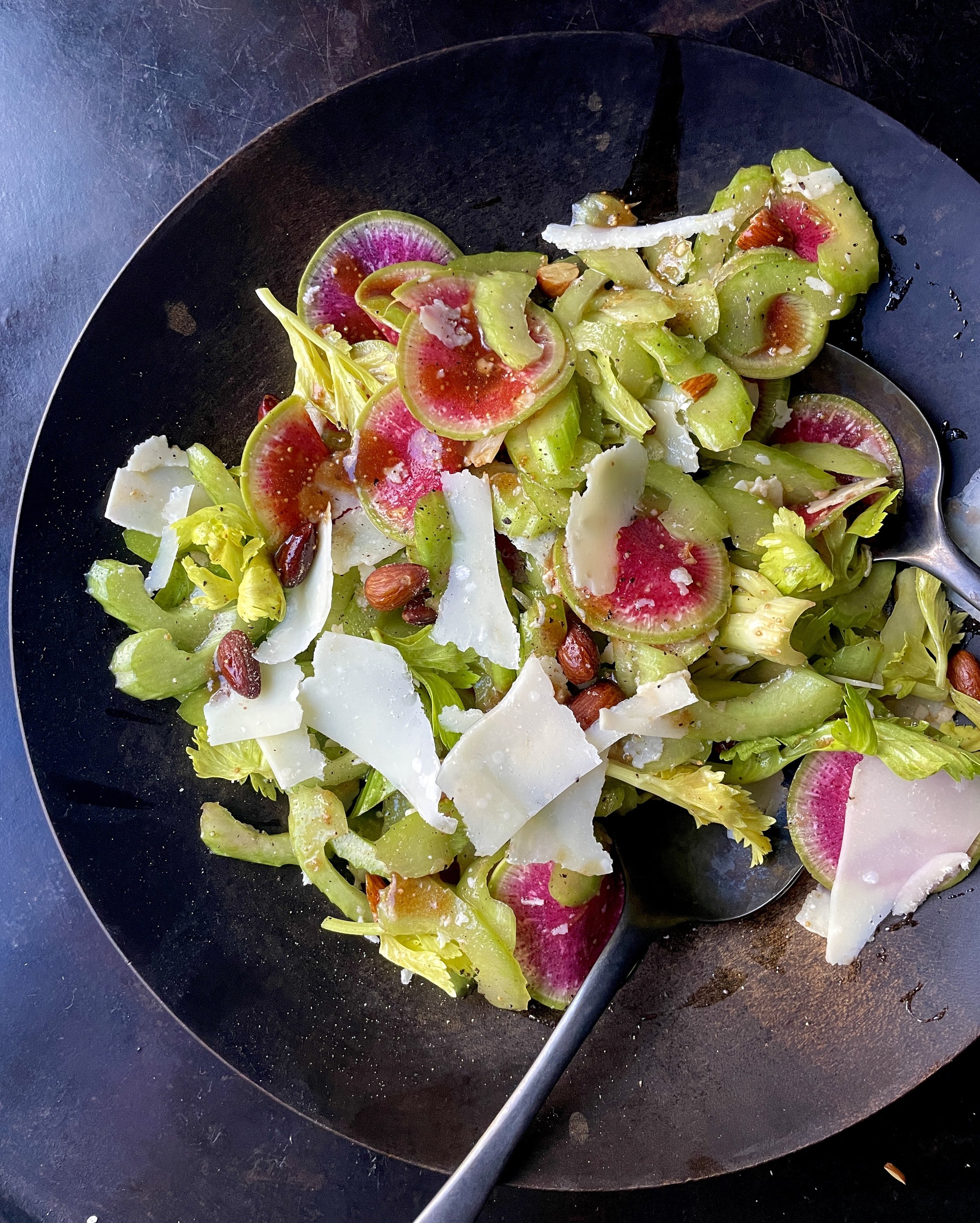 Celery and Radish Salad with Fig Vinaigrette
