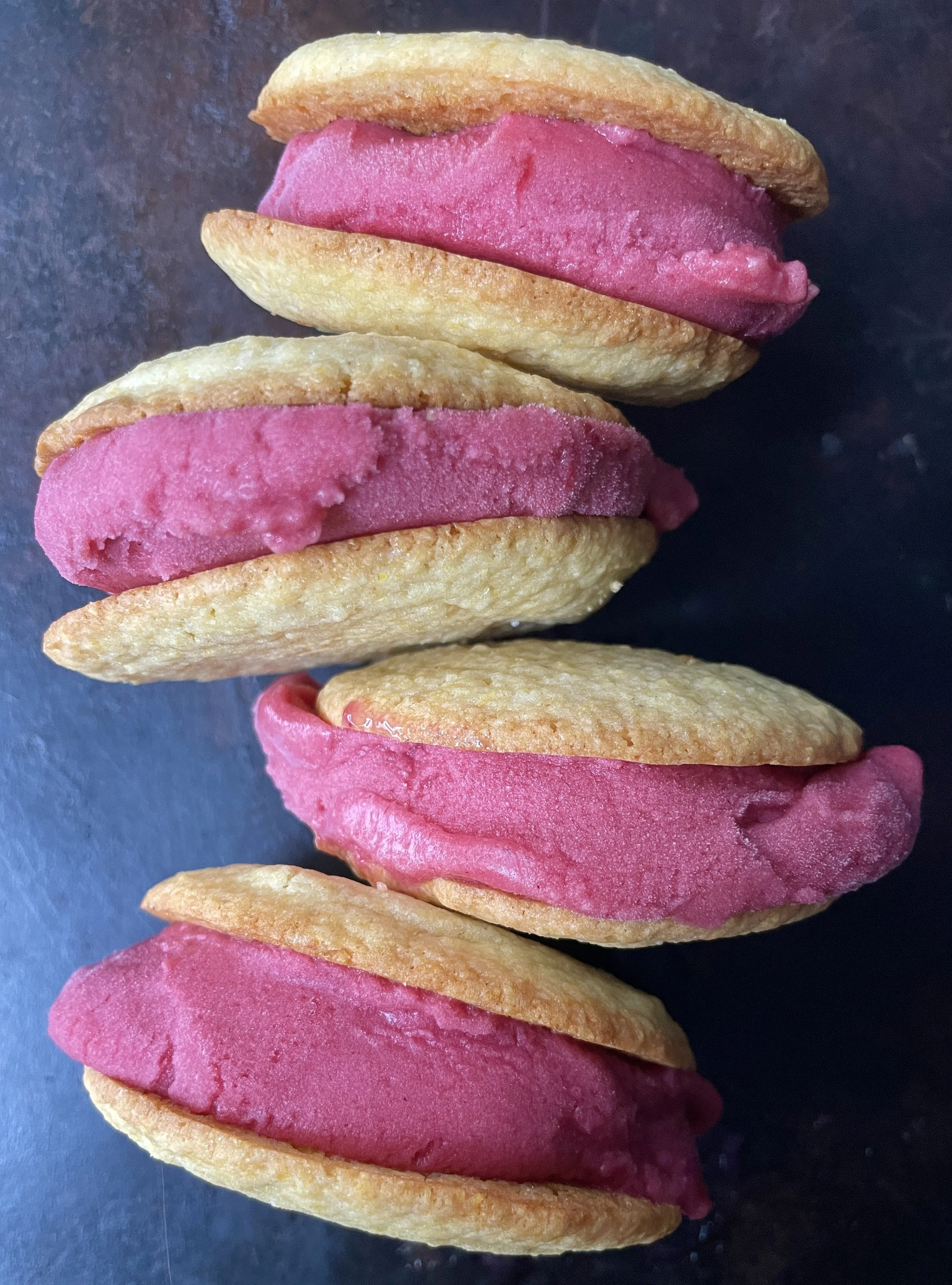 Raspberry Sorbet Sandwiches