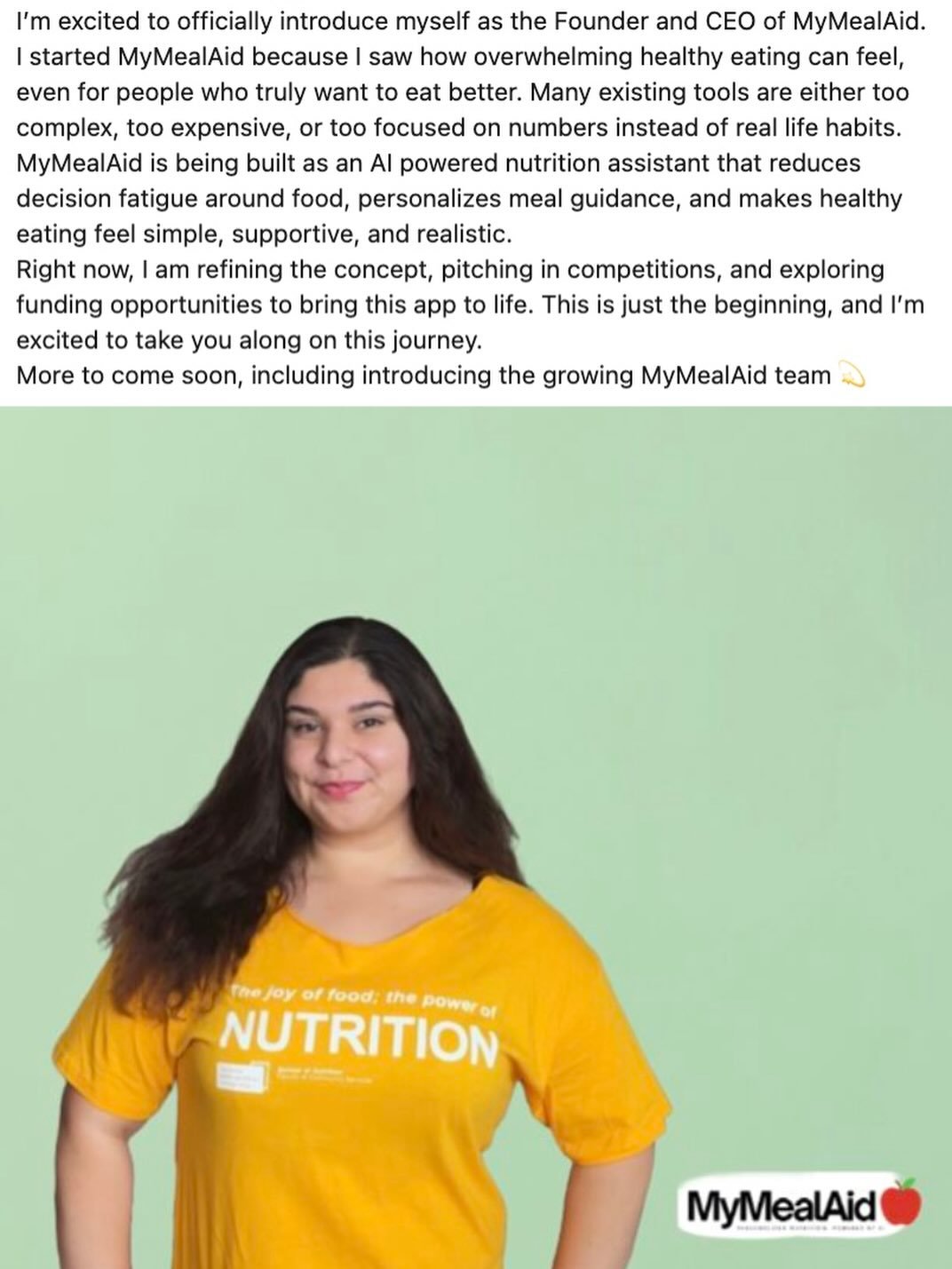 Hi, I&rsquo;m Ayman 
I&rsquo;m a Food &amp; Nutrition student, future dietitian, and the founder of MyMealAid.

I created this because I saw how overwhelming healthy eating can feel. Between confusing advice, busy schedules, and cultural foods that d