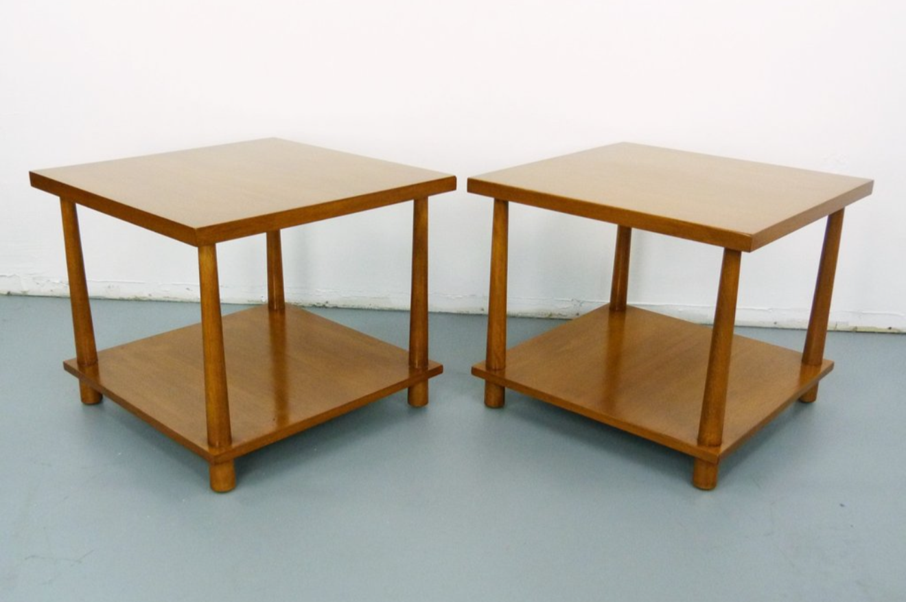 Set of 2, T.H. ROBSJOHN-GIBBINGS / Model no. 1647 for Widdicomb Furniture / SQUARE SIDE TABLE