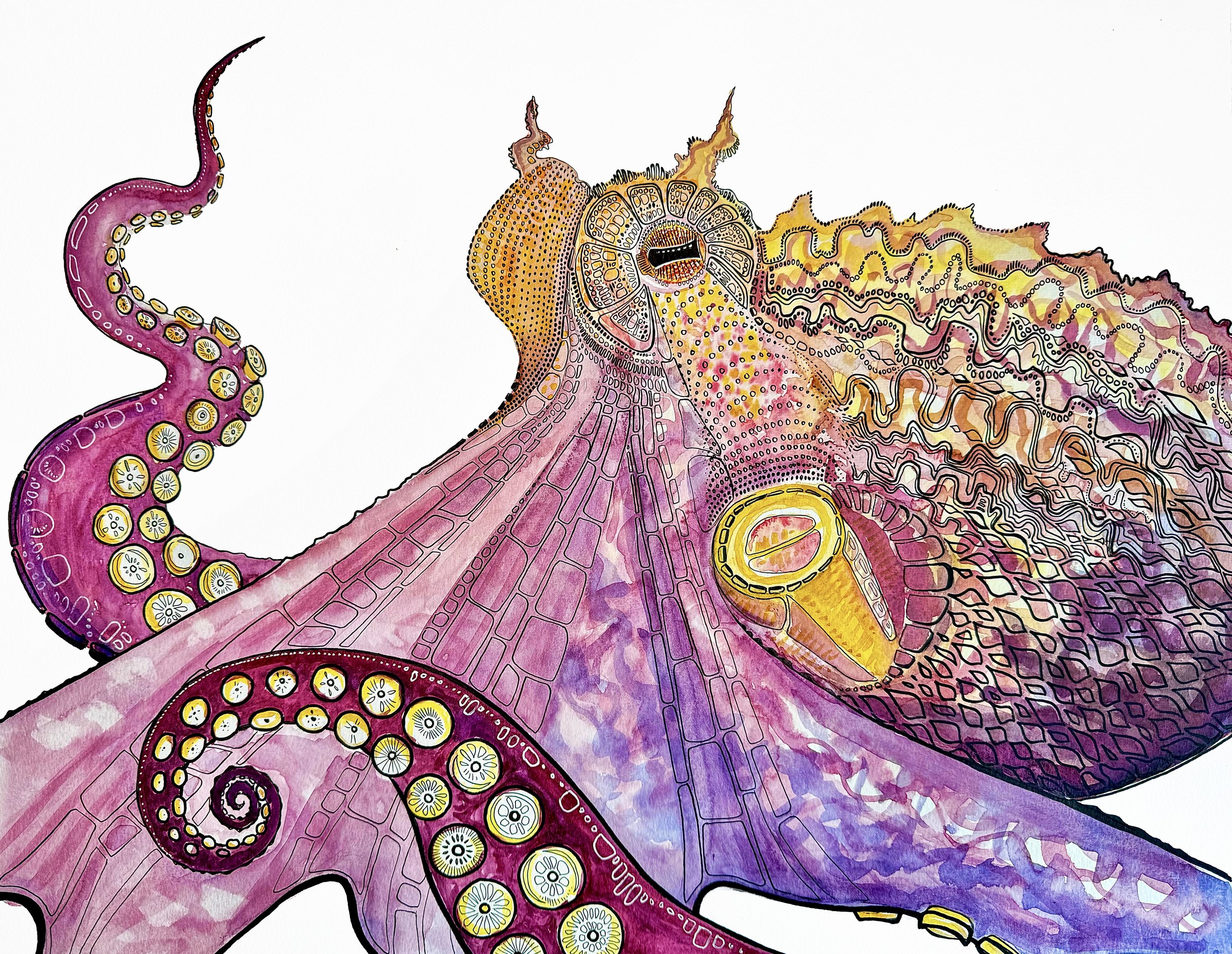 Octopus Secrets - Day Octopus (8x10" archival giclée print)