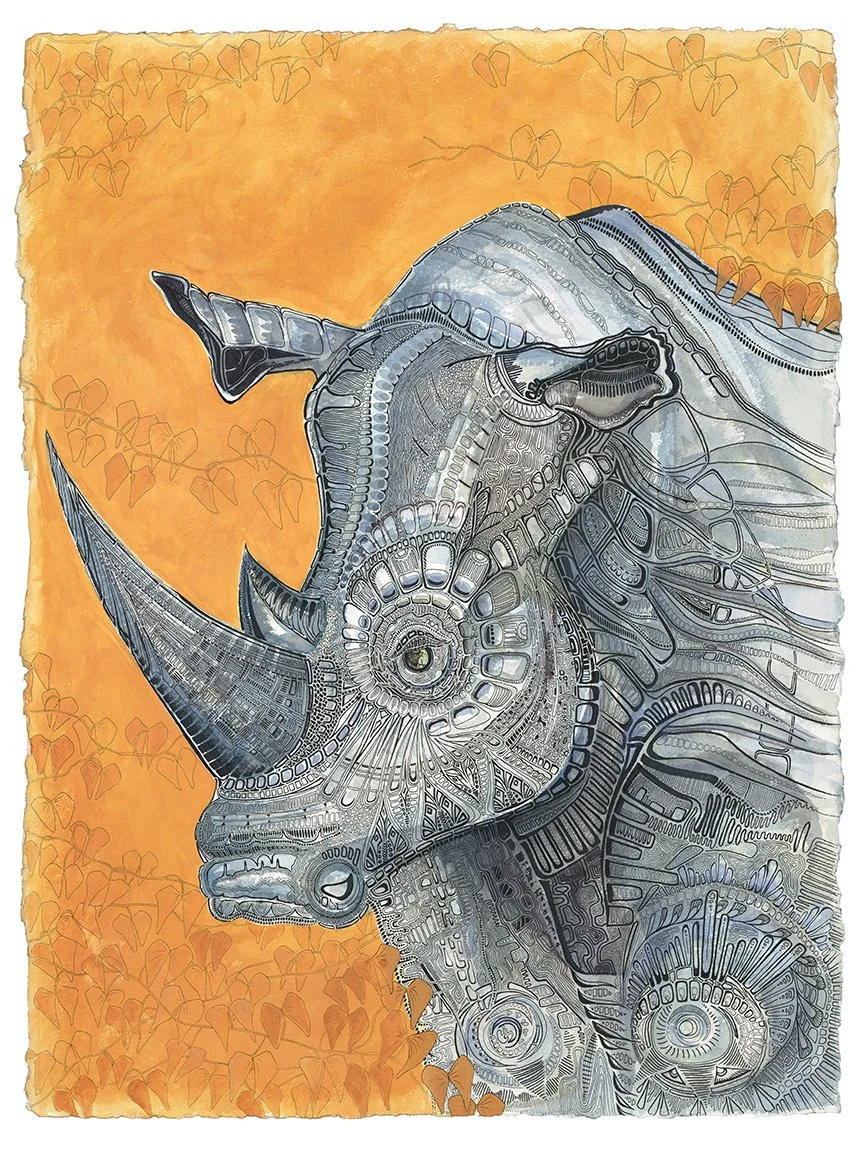 No Rangers, No Rhinos - Southern White Rhinoceros (original painting)