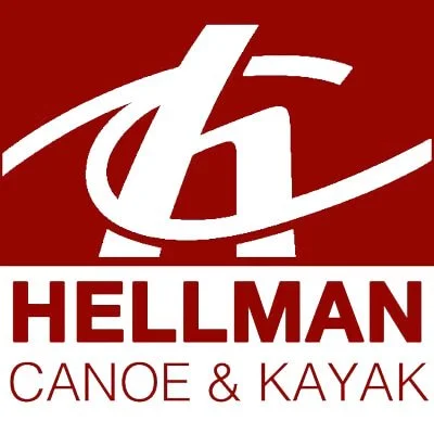 Logo of Hellman Canoe & Kayak featuring a stylized boat graphic and bold text.