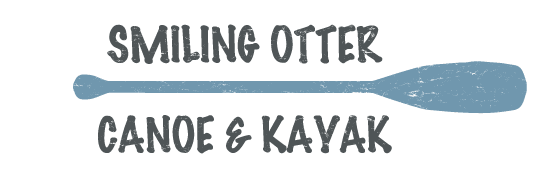 Text reading 'Smiling Otter Canoe & Kayak' with a paddle illustration.