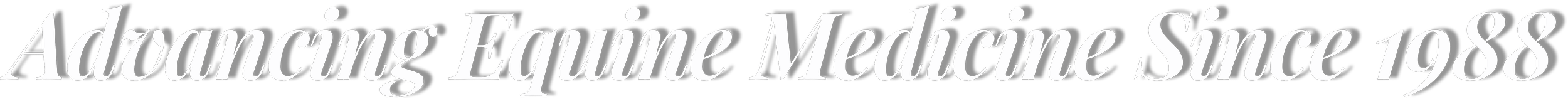 Text reads: 'Advancing Equine Medicine Since 1988' in black cursive font with a white background.