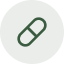 A blank green circle on a white background.