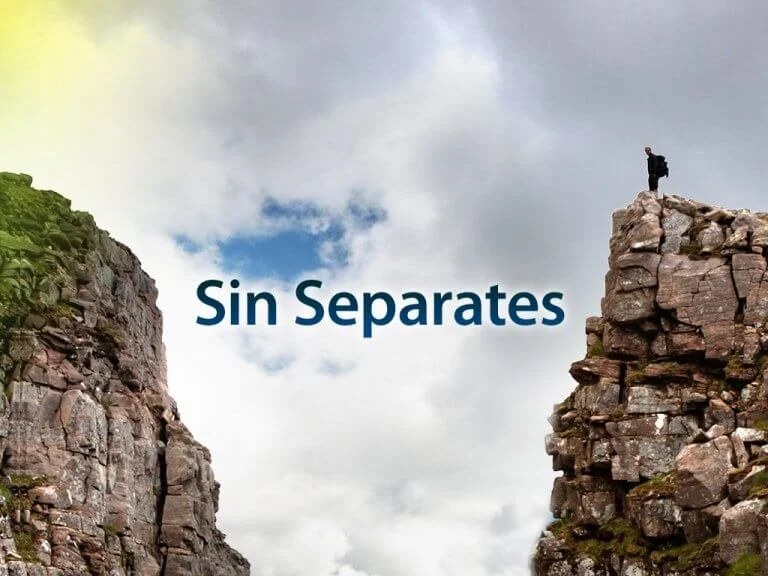 Sin Separates, a picture of two cliffs with a gap in between