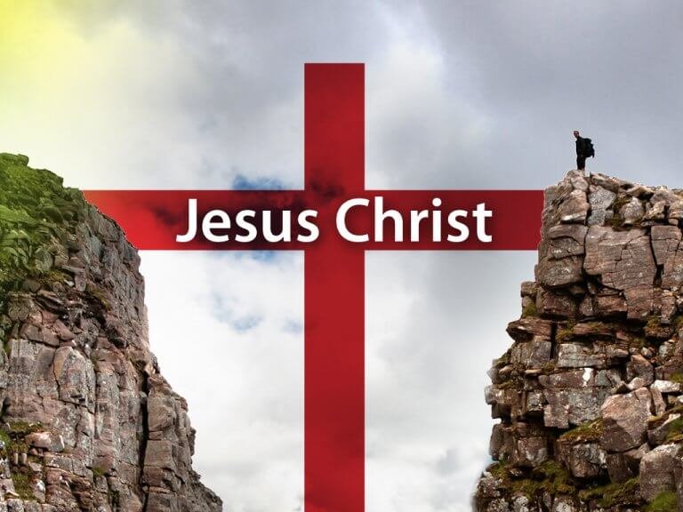 Jesus Christ, a picture of the cross being the bridge across the gap of sin and death