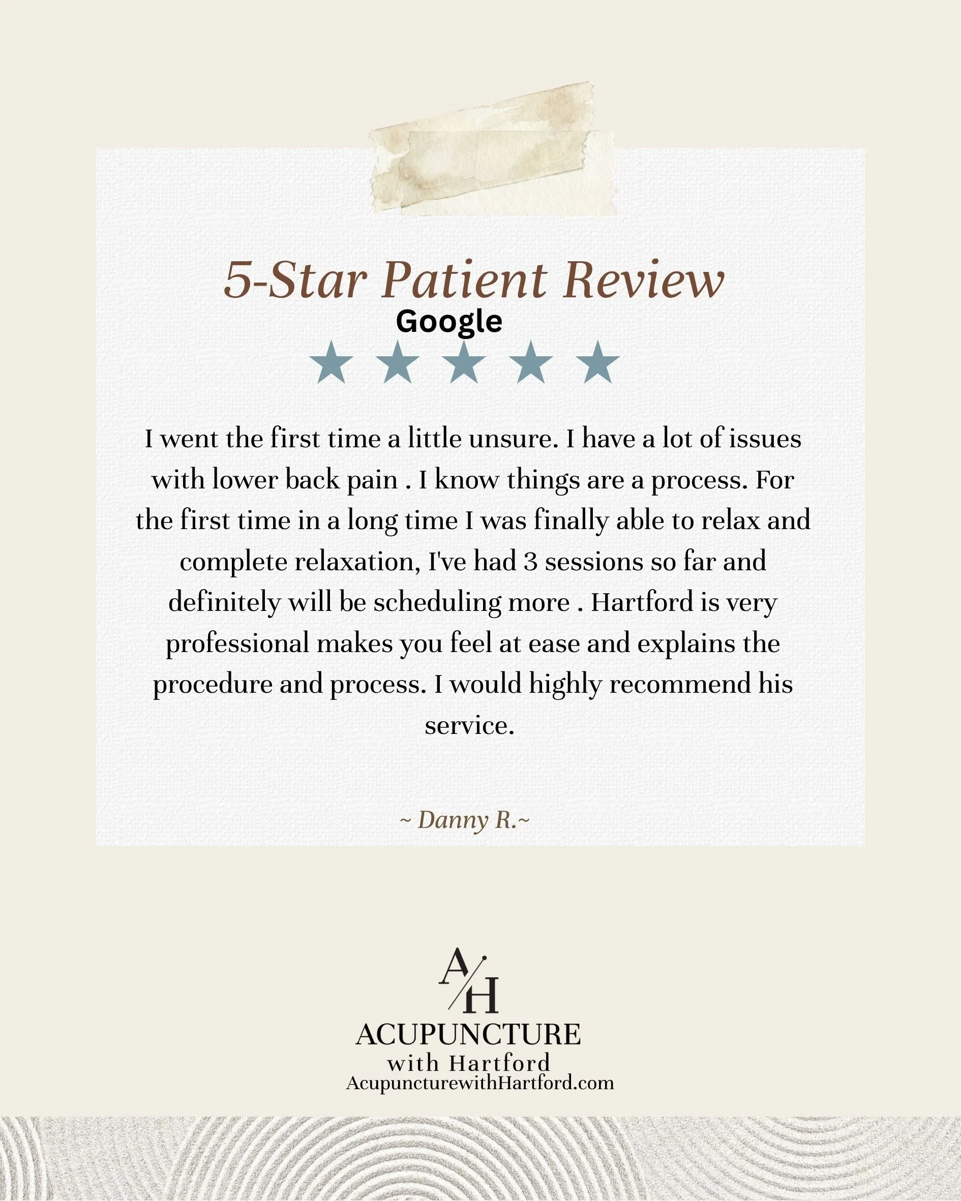 I went the first time unsure. I have a lot of issues with lower back pain . I know things are a process. For the first time in a long time I was finally able to relax and complete relaxation, I've had 3 sessions so far and scheduling more. 