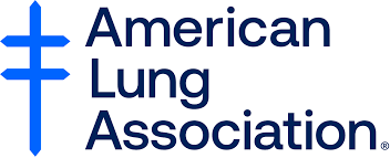 Logo of the American Lung Association with a blue cross and the organization's name.