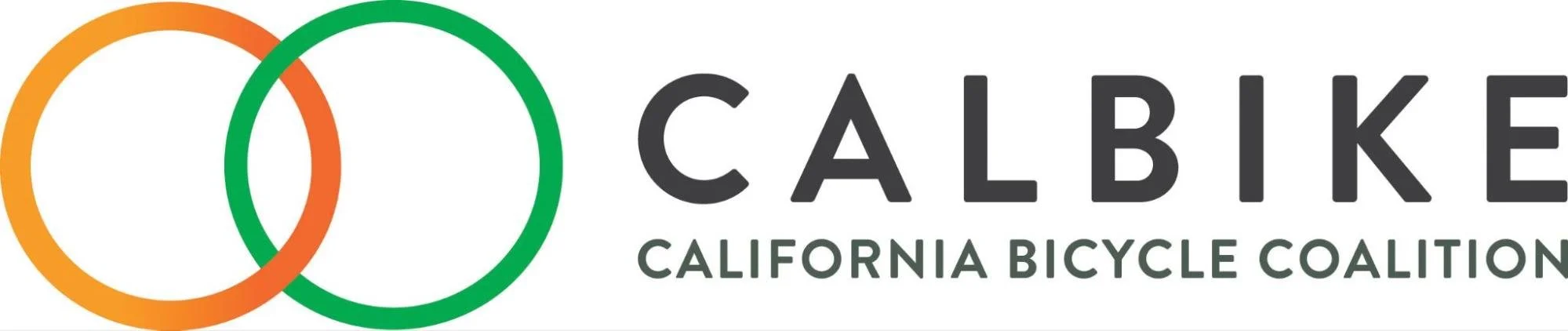 Logo of CalBike, California Bicycle Coalition, featuring three interconnected circles in orange, green, and orange colors, with the text 'CALBIKE CALIFORNIA BICYCLE COALITION'.