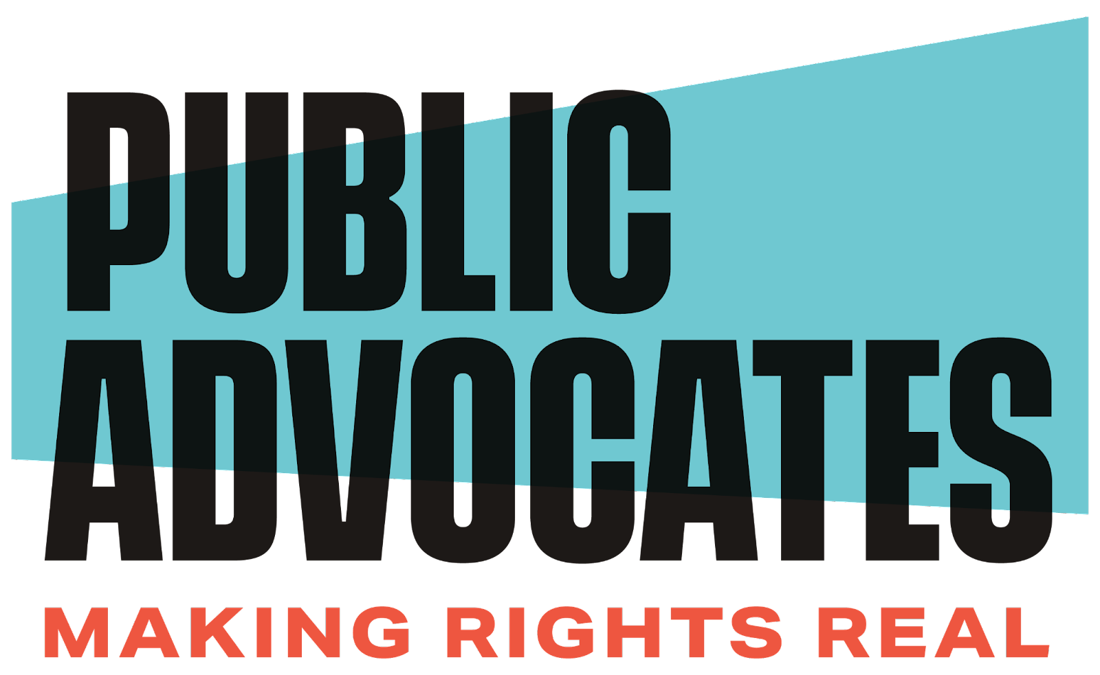 The logo for Public Advocates with the slogan 'Making Rights Real' in red.