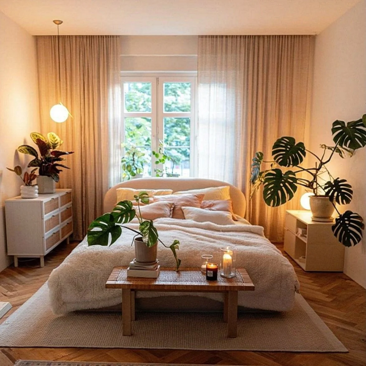 A space that exhales for you. 🌬️ 🪴 Soft light, natural textures, and a quiet kind of comfort that turns a room into a refuge.

#cozyplace #cozyroom #livegently #peacefullplace #bedroomdecor