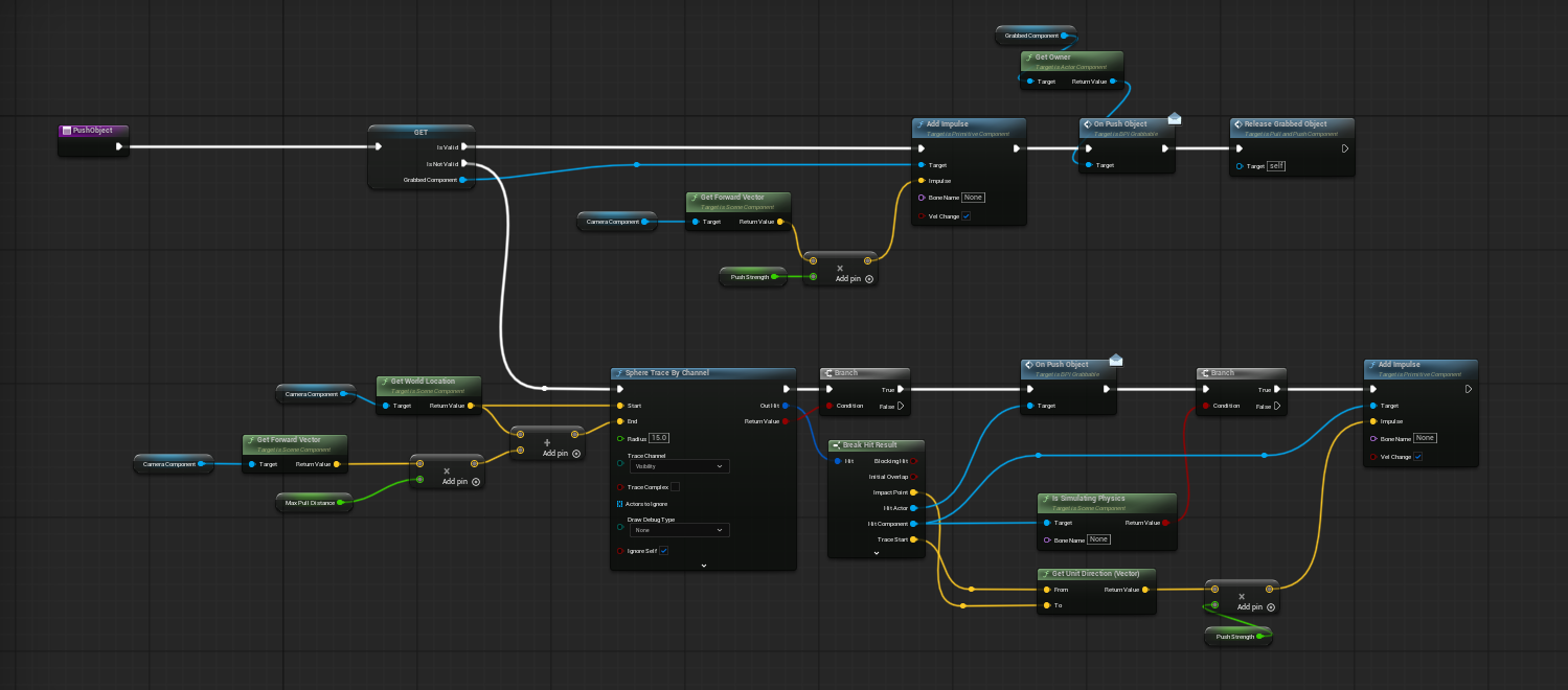 Screenshot of a complex visual scripting graph or flowchart used in game development or programming, with nodes and connections.