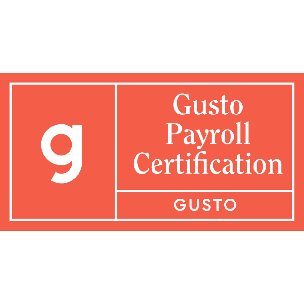 Gusto certified payroll provider badge showing payroll expertise and compliance services