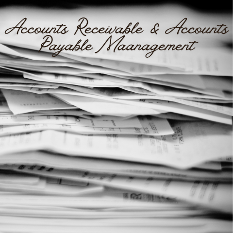 Accounts receivable and accounts payable management image with stacked invoices and financial documents