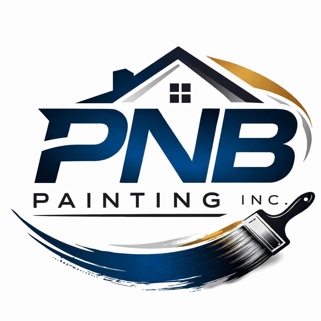 Logo for PNB Painting Inc. featuring a house roof, a paintbrush, and the company's name in bold letters.