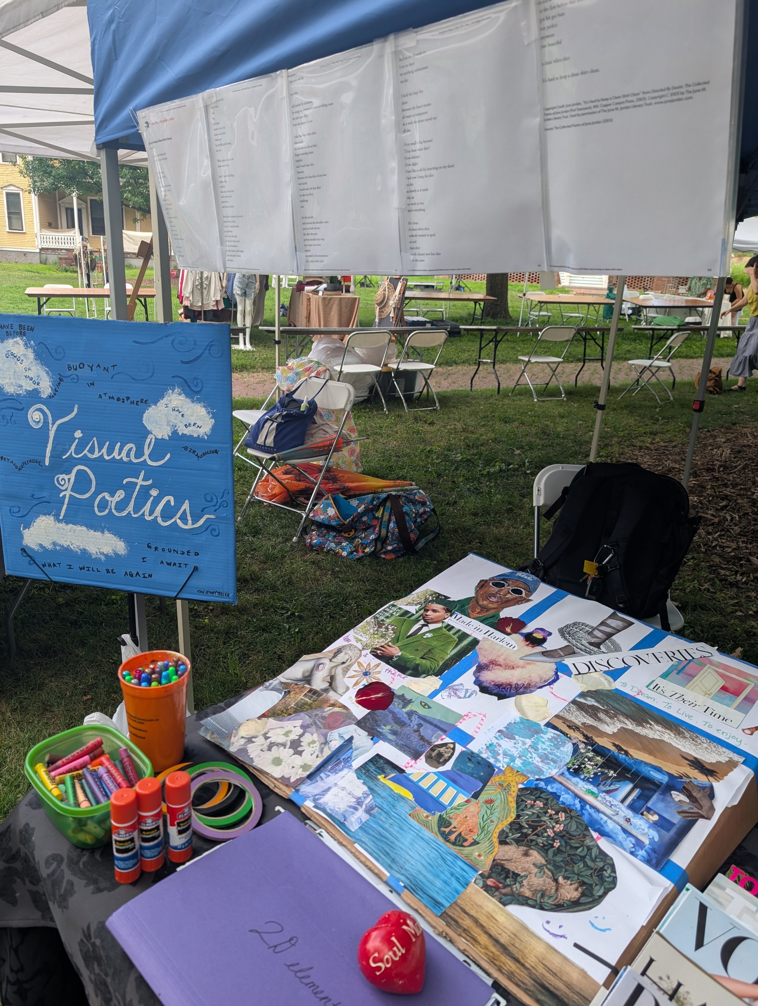 Visual Poetics table with collaborative collage at NYC PoFest
