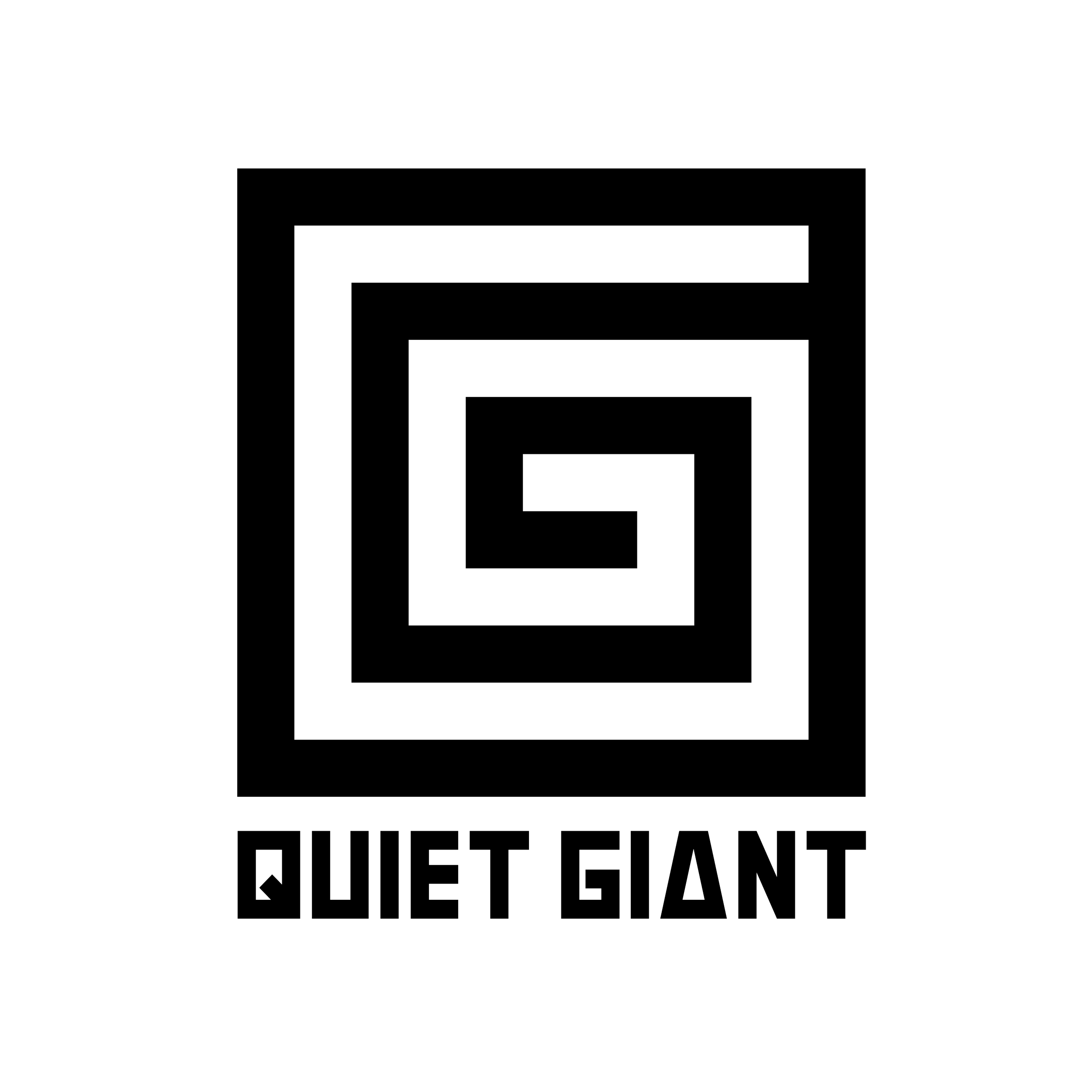 Black curtain with white text that reads "Silent Giant"