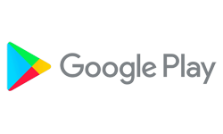Google Play logo with colorful play button icon and text