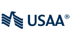 USAA logo with a stylized 'M' and the text 'USAA'