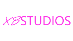 Logo of XEBSTUDIOS in pink and black text