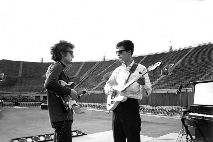 Bob Dylan with Robbie Robertson, Forest Hills Stadium, NYC, 1965