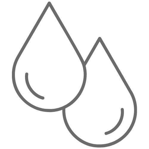 Outline of two water droplets, one slightly larger than the other.