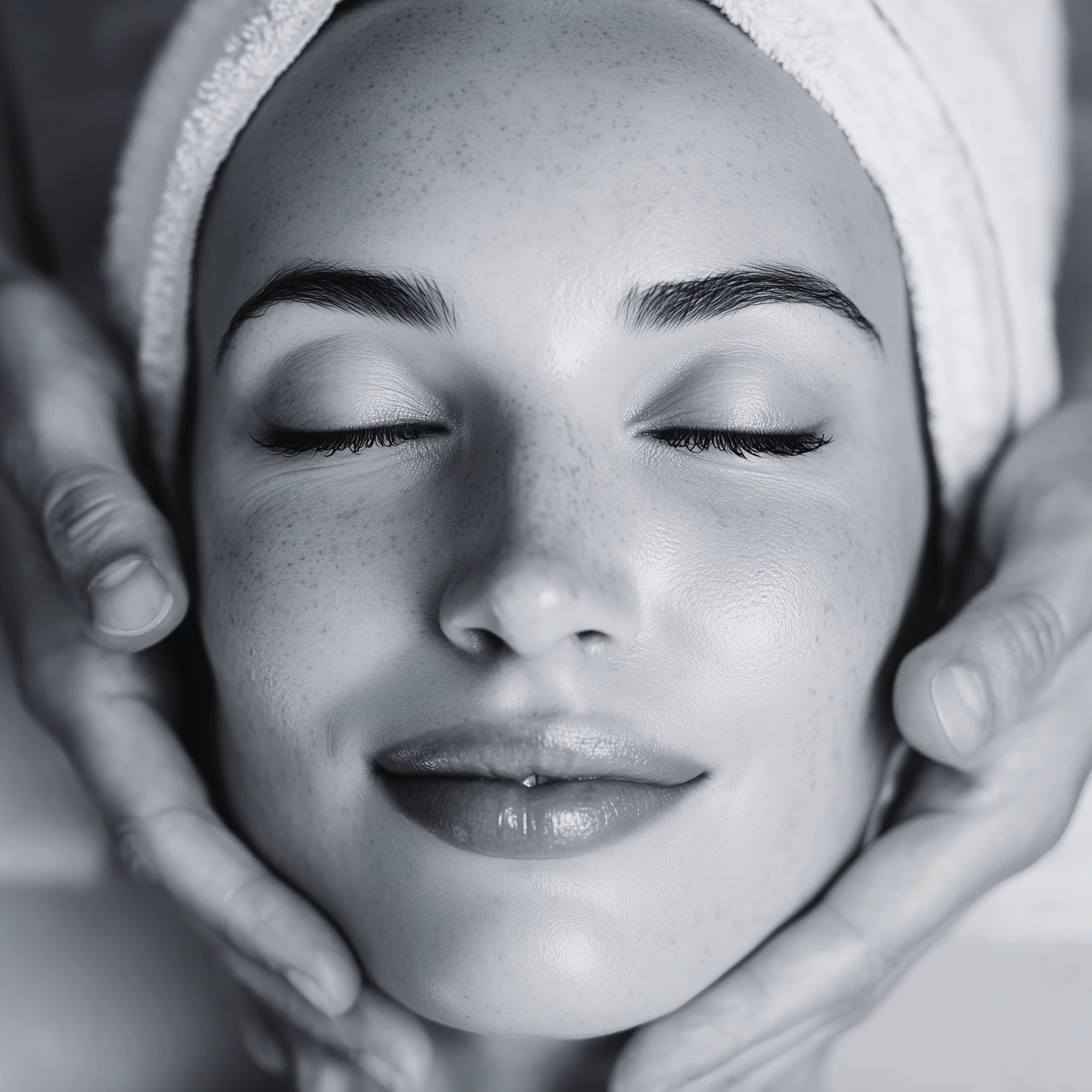 Relaxed woman during facial treatment for skin health and glow