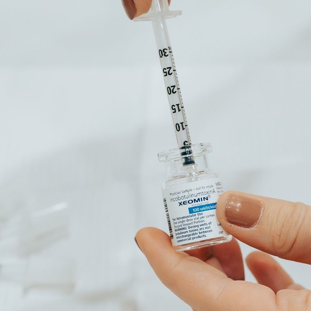 Xeomin injectable vial prepared for aesthetic treatment