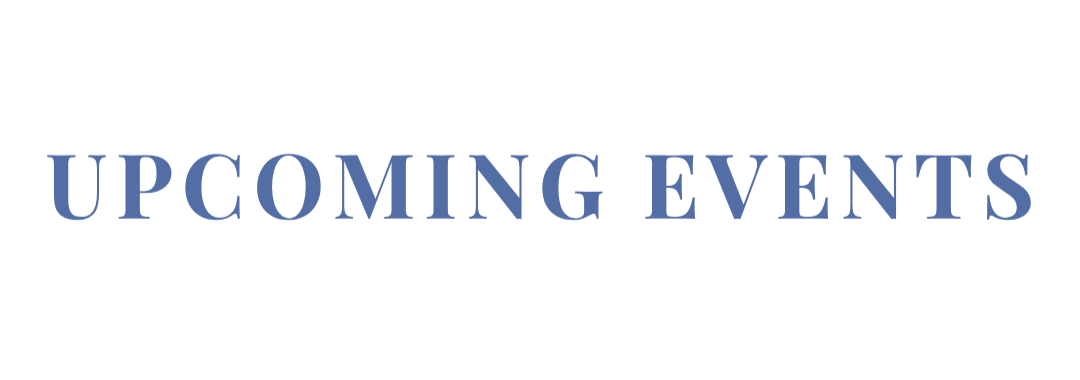 Text reading 'Upcoming Events' with decorative stripes above and below.