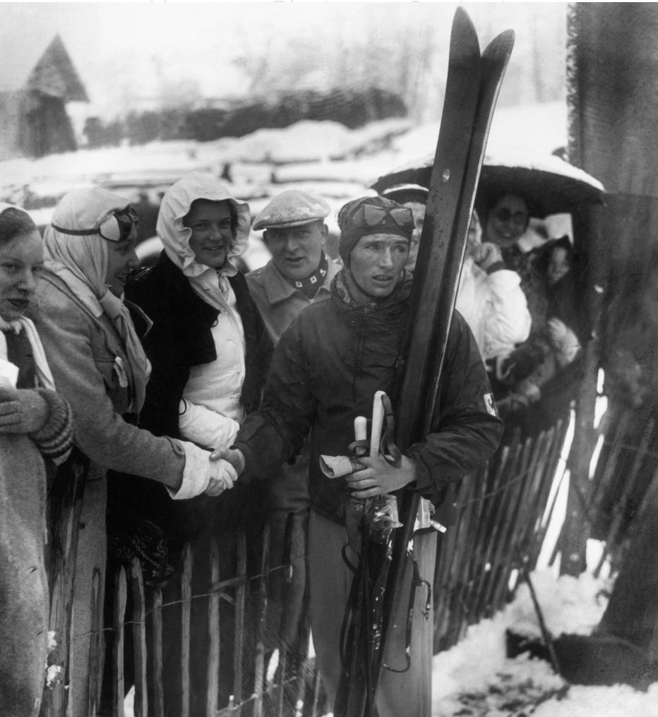 Émile Allais at a ski race in the 1930's