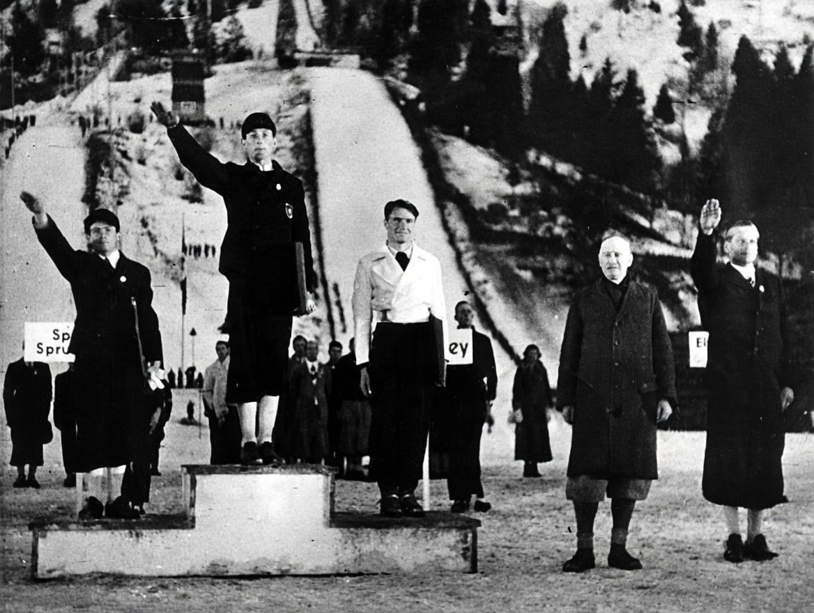 Émile Allais after winning the Bronze medal at the Winter Olympics in 1936