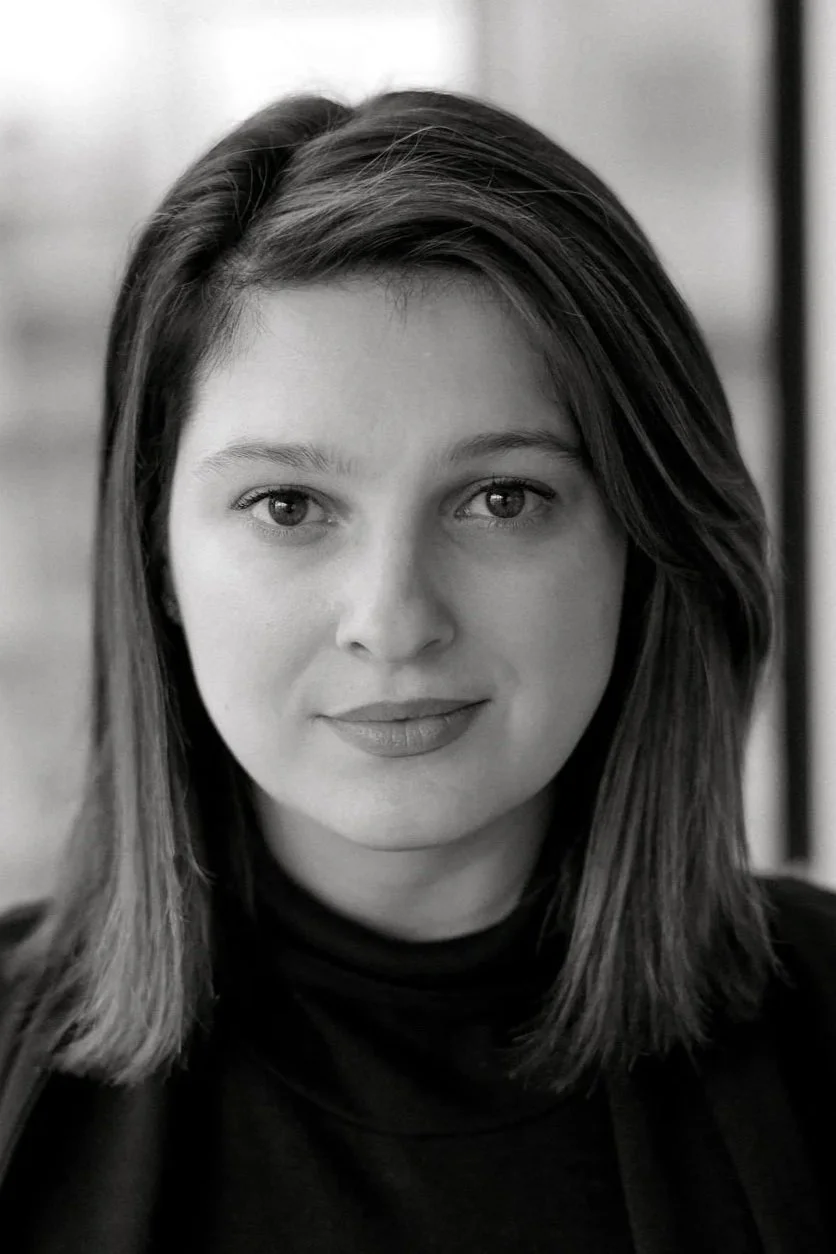 black and white headshot of author