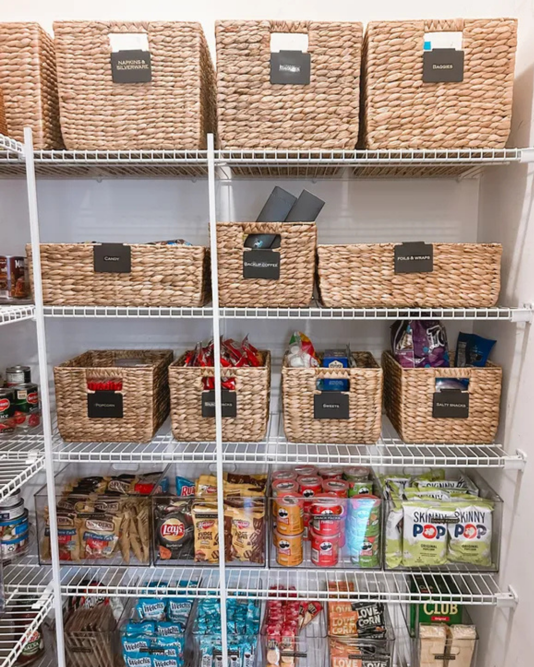 The Arranged Home - Real Spaces Photo - Organized Kitchen Pantry with Woven Baskets and Labels
