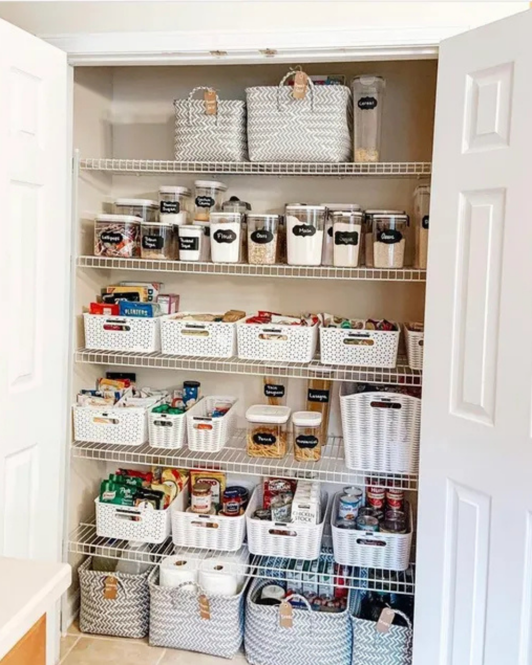 The Arranged Home - Real Spaces Photo - Large Pantry Organization with Bins, Canisters and Labels
