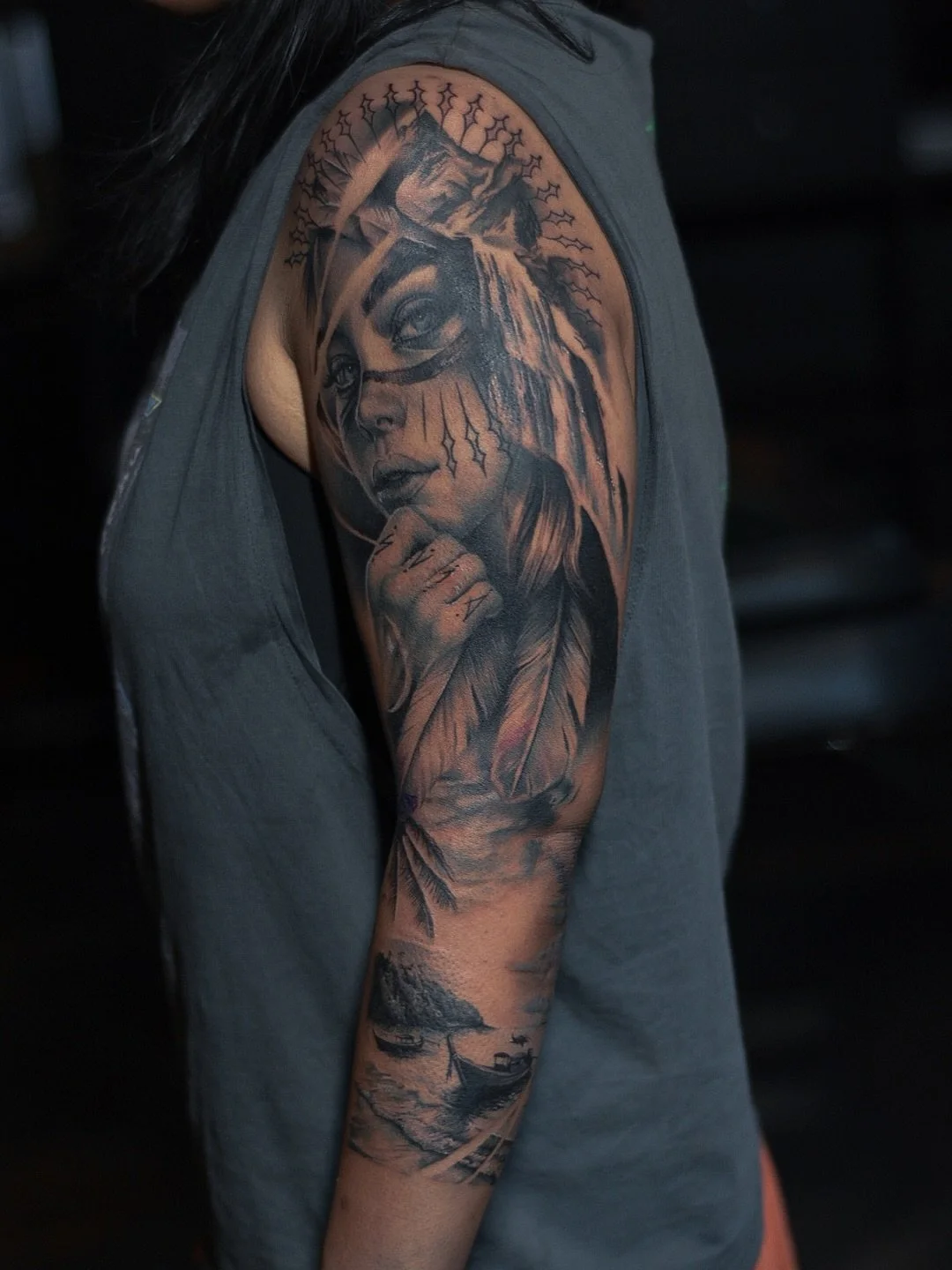 Two days on this outer sleeve for my good mate @catheriyaaa ! We tied in elements of Cats family, her heritage of Thailand, and her love of travel and nature! I&rsquo;m really looking forward to adding to this! 

Done using @inkjecta @mothtattoosuppl