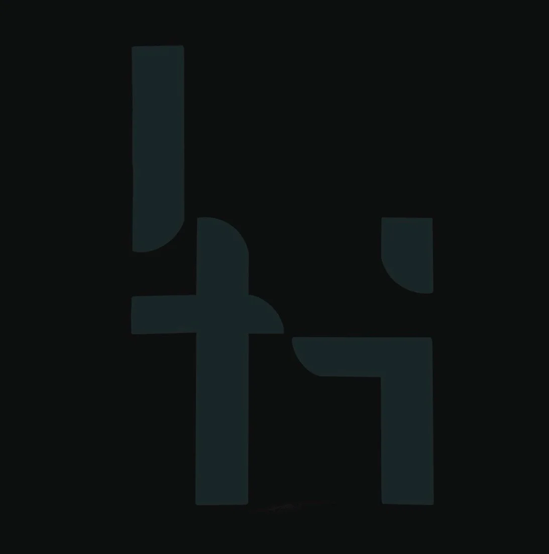 Black background with abstract shapes and lines in dark shades of blue and gray.