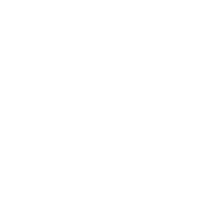 Black and white geometric circular pattern with concentric rings and rectangular segments.