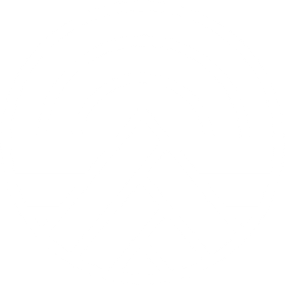 A monochrome logo with concentric circles and geometric lines forming a mountain and sunset scene inside a circle.