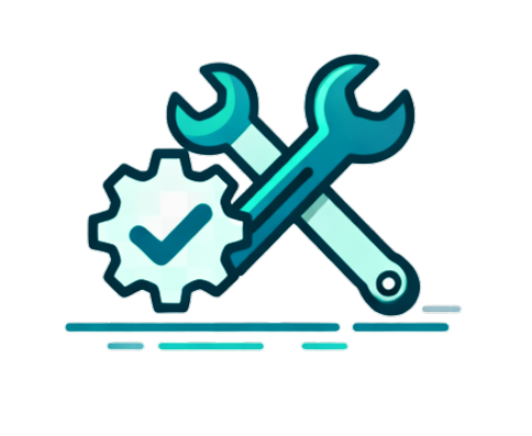 Illustration of a wrench, screwdriver, and a gear with a check mark, symbolizing tools and maintenance.