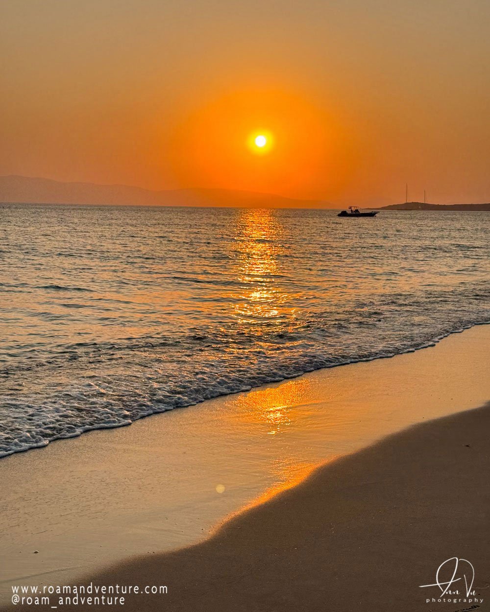 roam and venture sunset naxos greece beach paradise